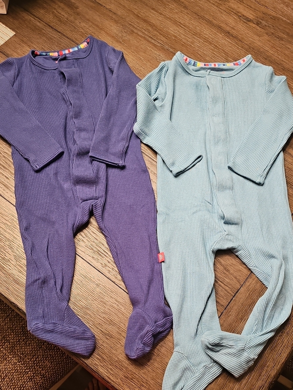 Magnetic Me- 2 Pack Kids One-Piece Footed Romper in Navy Blue and Light Teal